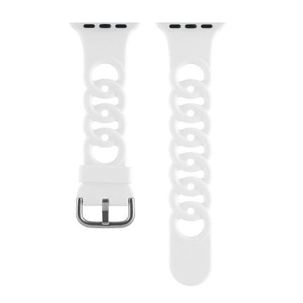 Hollow Silicone Watch Band For Apple Watch Series 9&8&7 41mm / SE 3&SE 2&6&SE&5&4 40mm / 3&2&1 38mm(White)-garmade.com
