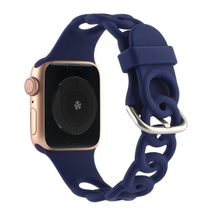 Hollow Silicone Watch Band For Apple Watch Series 9&8&7 41mm / SE 3&SE 2&6&SE&5&4 40mm / 3&2&1 38mm(Dark Blue)-garmade.com