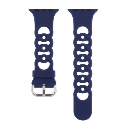 Hollow Silicone Watch Band For Apple Watch Series 9&8&7 41mm / SE 3&SE 2&6&SE&5&4 40mm / 3&2&1 38mm(Dark Blue)-garmade.com
