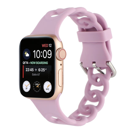 Hollow Silicone Watch Band For Apple Watch Series 9&8&7 41mm / SE 3&SE 2&6&SE&5&4 40mm / 3&2&1 38mm(Light Pink)-garmade.com