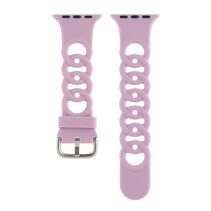 Hollow Silicone Watch Band For Apple Watch Series 9&8&7 41mm / SE 3&SE 2&6&SE&5&4 40mm / 3&2&1 38mm(Light Pink)-garmade.com