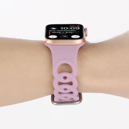 Hollow Silicone Watch Band For Apple Watch Series 9&8&7 41mm / SE 3&SE 2&6&SE&5&4 40mm / 3&2&1 38mm(Light Pink)-garmade.com