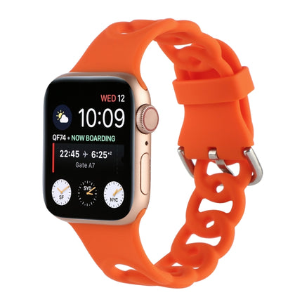 Hollow Silicone Watch Band For Apple Watch Series 9&8&7 41mm / SE 3&SE 2&6&SE&5&4 40mm / 3&2&1 38mm(Orange)-garmade.com