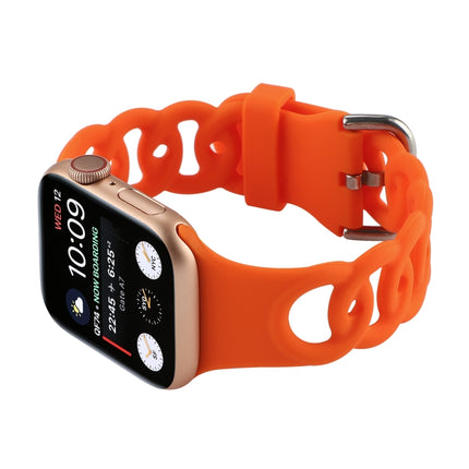 Hollow Silicone Watch Band For Apple Watch Series 9&8&7 41mm / SE 3&SE 2&6&SE&5&4 40mm / 3&2&1 38mm(Orange)-garmade.com