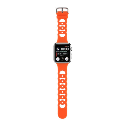 Hollow Silicone Watch Band For Apple Watch Series 9&8&7 41mm / SE 3&SE 2&6&SE&5&4 40mm / 3&2&1 38mm(Orange)-garmade.com