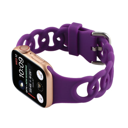 Hollow Silicone Watch Band For Apple Watch Series 9&8&7 41mm / SE 3&SE 2&6&SE&5&4 40mm / 3&2&1 38mm(Dark Purple)-garmade.com