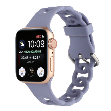 Hollow Silicone Watch Band For Apple Watch Series 9&8&7 41mm / SE 3&SE 2&6&SE&5&4 40mm / 3&2&1 38mm(Light Purple)-garmade.com