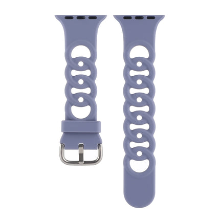 Hollow Silicone Watch Band For Apple Watch Series 9&8&7 41mm / SE 3&SE 2&6&SE&5&4 40mm / 3&2&1 38mm(Light Purple)-garmade.com