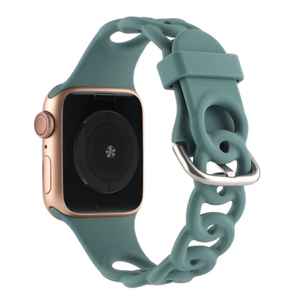 Hollow Silicone Watch Band For Apple Watch Series 9&8&7 41mm / SE 3&SE 2&6&SE&5&4 40mm / 3&2&1 38mm(Green)-garmade.com