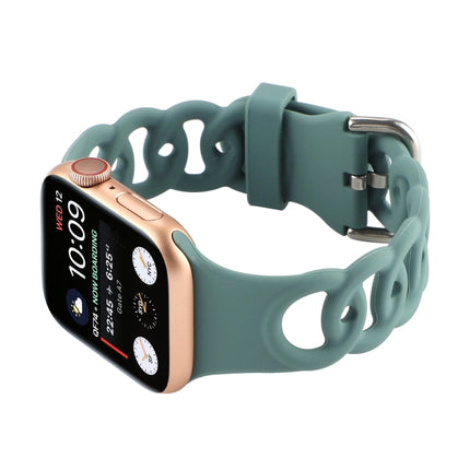 Hollow Silicone Watch Band For Apple Watch Series 9&8&7 41mm / SE 3&SE 2&6&SE&5&4 40mm / 3&2&1 38mm(Green)-garmade.com