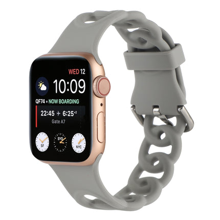 Hollow Silicone Watch Band For Apple Watch Series 9&8&7 41mm / SE 3&SE 2&6&SE&5&4 40mm / 3&2&1 38mm(Grey)-garmade.com