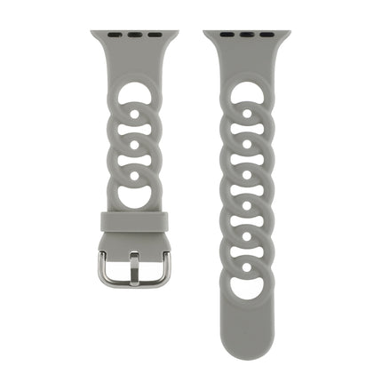 Hollow Silicone Watch Band For Apple Watch Series 9&8&7 41mm / SE 3&SE 2&6&SE&5&4 40mm / 3&2&1 38mm(Grey)-garmade.com