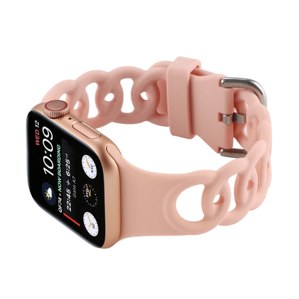 Hollow Silicone Watch Band For Apple Watch Series 9&8&7 41mm / SE 3&SE 2&6&SE&5&4 40mm / 3&2&1 38mm(Pink)-garmade.com