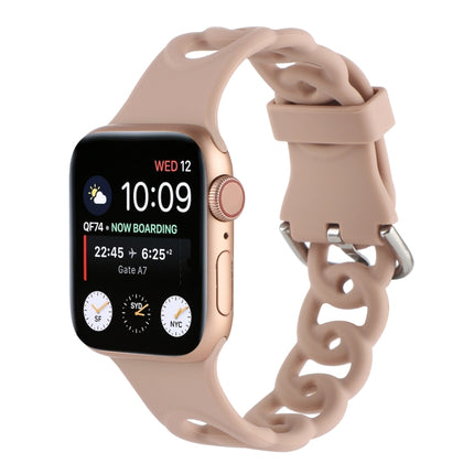 Hollow Silicone Watch Band For Apple Watch Series 9&8&7 41mm / SE 3&SE 2&6&SE&5&4 40mm / 3&2&1 38mm(Khaki)-garmade.com