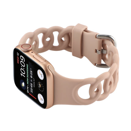 Hollow Silicone Watch Band For Apple Watch Series 9&8&7 41mm / SE 3&SE 2&6&SE&5&4 40mm / 3&2&1 38mm(Khaki)-garmade.com