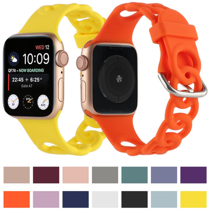 Hollow Silicone Watch Band For Apple Watch Series 9&8&7 41mm / SE 3&SE 2&6&SE&5&4 40mm / 3&2&1 38mm(Orange)-garmade.com
