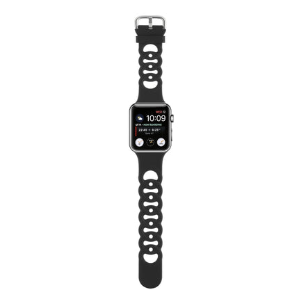 Hollow Silicone Watch Band For Apple Watch Ultra 49mm&Watch Ultra 2 49mm / Series 9&8&7 45mm / SE 3&SE 2&6&SE&5&4 44mm / 3&2&1 42mm(Black)-garmade.com