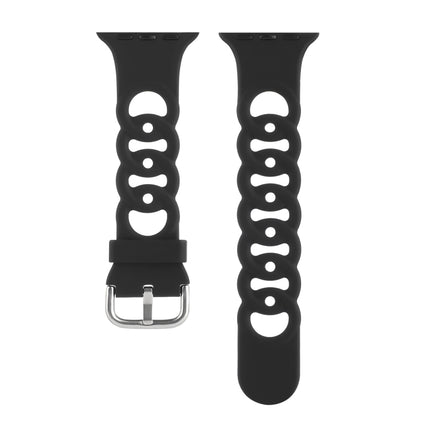 Hollow Silicone Watch Band For Apple Watch Ultra 49mm&Watch Ultra 2 49mm / Series 9&8&7 45mm / SE 3&SE 2&6&SE&5&4 44mm / 3&2&1 42mm(Black)-garmade.com