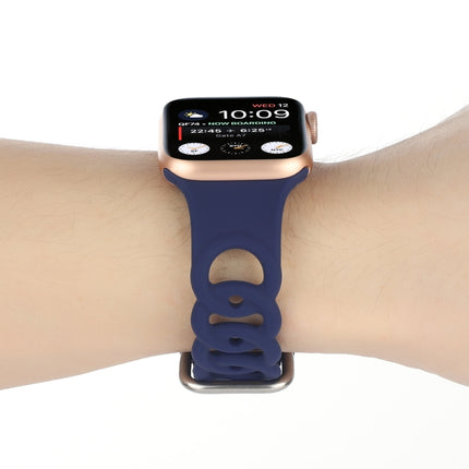 Hollow Silicone Watch Band For Apple Watch Ultra 49mm&Watch Ultra 2 49mm / Series 9&8&7 45mm / SE 3&SE 2&6&SE&5&4 44mm / 3&2&1 42mm(Dark Blue)-garmade.com
