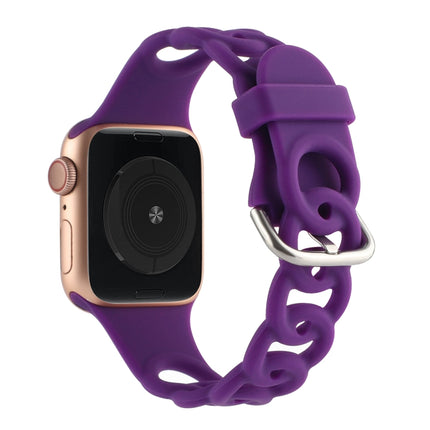 Hollow Silicone Watch Band For Apple Watch Ultra 49mm&Watch Ultra 2 49mm / Series 9&8&7 45mm / SE 3&SE 2&6&SE&5&4 44mm / 3&2&1 42mm(Dark Purple)-garmade.com