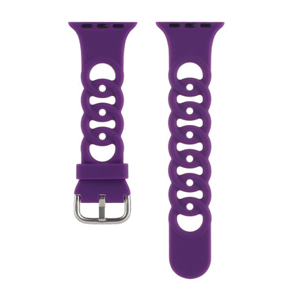 Hollow Silicone Watch Band For Apple Watch Ultra 49mm&Watch Ultra 2 49mm / Series 9&8&7 45mm / SE 3&SE 2&6&SE&5&4 44mm / 3&2&1 42mm(Dark Purple)-garmade.com