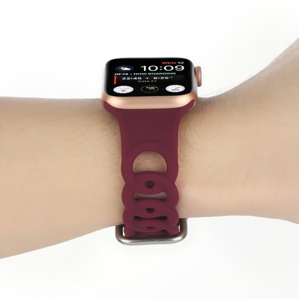 Hollow Silicone Watch Band For Apple Watch Ultra 49mm&Watch Ultra 2 49mm / Series 9&8&7 45mm / SE 3&SE 2&6&SE&5&4 44mm / 3&2&1 42mm(Wine Red)-garmade.com