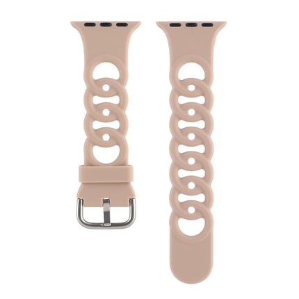 Hollow Silicone Watch Band For Apple Watch Ultra 49mm&Watch Ultra 2 49mm / Series 9&8&7 45mm / SE 3&SE 2&6&SE&5&4 44mm / 3&2&1 42mm(Khaki)-garmade.com