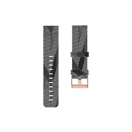 For FITBIT Versa Canvas Watch Strap(Black White Stripes)-garmade.com