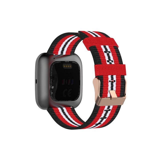 For FITBIT Versa Canvas Watch Strap(Black Red)-garmade.com
