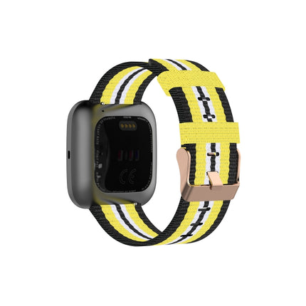 For FITBIT Versa Canvas Watch Strap(Black Yellow)-garmade.com