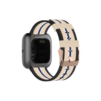 For FITBIT Versa Canvas Watch Strap(Black Beige)-garmade.com