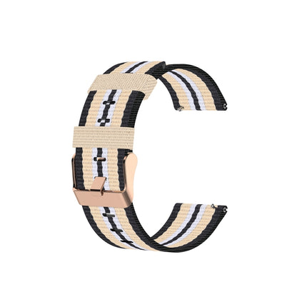 For FITBIT Versa Canvas Watch Strap(Black Beige)-garmade.com