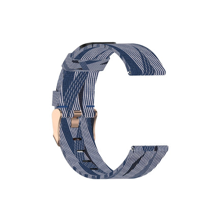 For FITBIT Versa Canvas Watch Strap(Blue White Stripes)-garmade.com