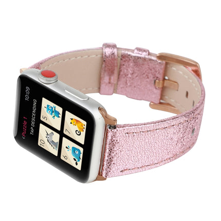 Glitter Genuine Leather Watch Band For Apple Watch Series 9&8&7 41mm / SE 3&SE 2&6&SE&5&4 40mm / 3&2&1 38mm(Pink)-garmade.com