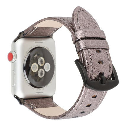 Glitter Genuine Leather Watch Band For Apple Watch Ultra 49mm&Watch Ultra 2 49mm / Series 9&8&7 45mm / SE 3&SE 2&6&SE&5&4 44mm / 3&2&1 42mm(Grey)-garmade.com