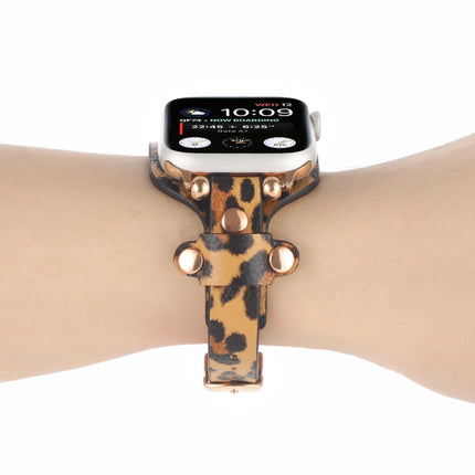 Bracelet Genuine Leather Watch Band For Apple Watch Series 9&8&7 41mm / SE 3&SE 2&6&SE&5&4 40mm / 3&2&1 38mm(Leopard Print)-garmade.com