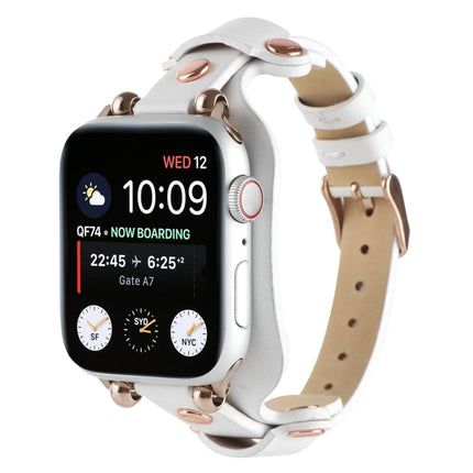 Bracelet Genuine Leather Watch Band For Apple Watch Ultra 49mm&Watch Ultra 2 49mm / Series 9&8&7 45mm / SE 3&SE 2&6&SE&5&4 44mm / 3&2&1 42mm(White)-garmade.com