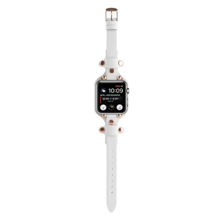 Bracelet Genuine Leather Watch Band For Apple Watch Ultra 49mm&Watch Ultra 2 49mm / Series 9&8&7 45mm / SE 3&SE 2&6&SE&5&4 44mm / 3&2&1 42mm(White)-garmade.com