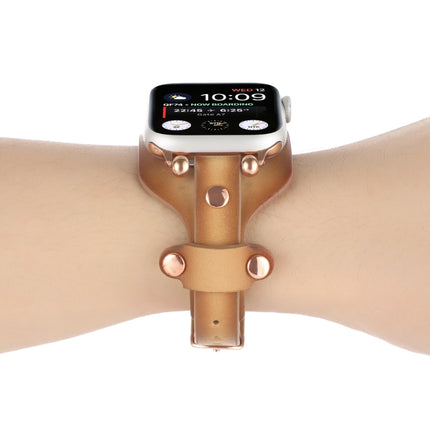 Bracelet Genuine Leather Watch Band For Apple Watch Ultra 49mm&Watch Ultra 2 49mm / Series 9&8&7 45mm / SE 3&SE 2&6&SE&5&4 44mm / 3&2&1 42mm(Light Brown)-garmade.com