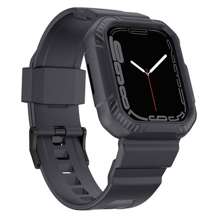 Integrated Carbon Fiber Pattern Silicone Watch Band For Apple Watch Series 9&8&7 41mm / SE 3&SE 2&6&SE&5&4 40mm / 3&2&1 38mm(Grey)-garmade.com