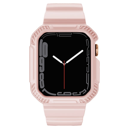 Integrated Carbon Fiber Pattern Silicone Watch Band For Apple Watch Series 8&7 45mm / SE 2&6&SE&5&4 44mm / 3&2&1 42mm(Pink)-garmade.com