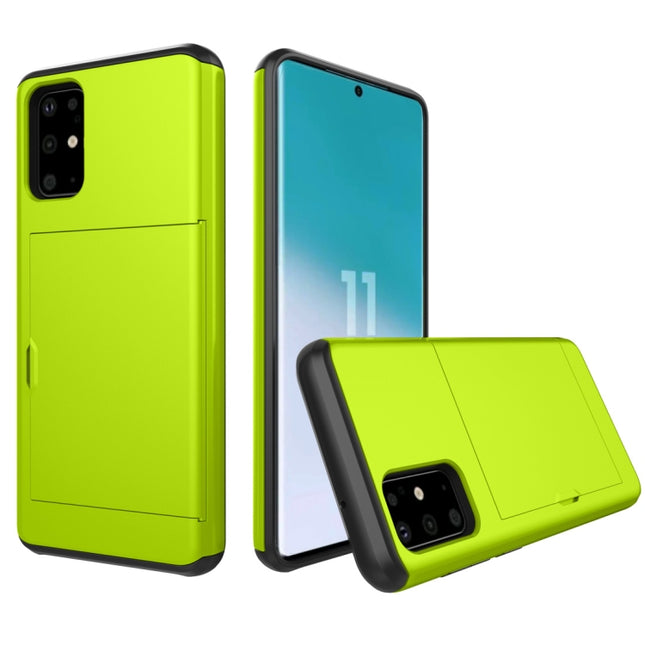 For Galaxy S20 Shockproof Rugged Armor Protective Case with Card Slot(Green)-garmade.com
