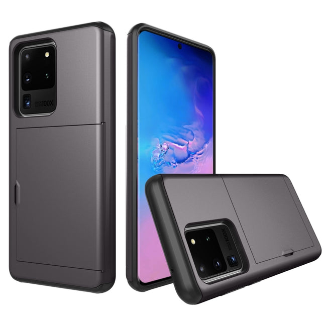 For Galaxy S20 Ultra Shockproof Rugged Armor Protective Case with Card Slot(Grey)-garmade.com