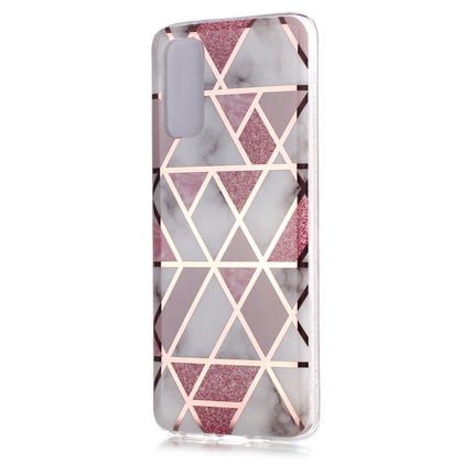 For Galaxy S20 Plating Marble Pattern Soft TPU Protective Case(Pink)-garmade.com
