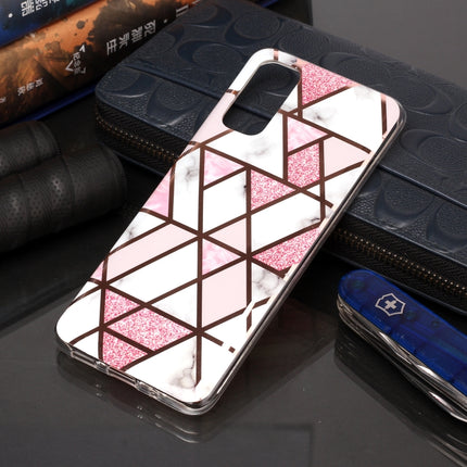 For Galaxy S20 Plating Marble Pattern Soft TPU Protective Case(Pink)-garmade.com