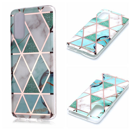 For Galaxy S20 Plating Marble Pattern Soft TPU Protective Case(Green White)-garmade.com