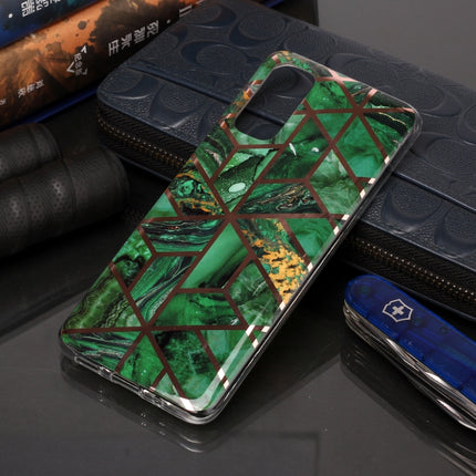 For Galaxy S20 Plating Marble Pattern Soft TPU Protective Case(Green)-garmade.com