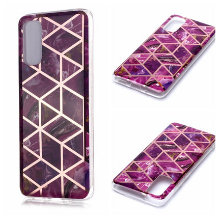 For Galaxy S20 Plating Marble Pattern Soft TPU Protective Case(Purple)-garmade.com