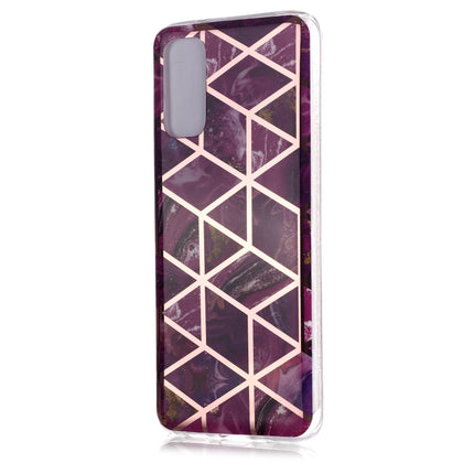 For Galaxy S20 Plating Marble Pattern Soft TPU Protective Case(Purple)-garmade.com