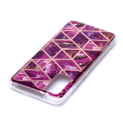 For Galaxy S20 Plating Marble Pattern Soft TPU Protective Case(Purple)-garmade.com